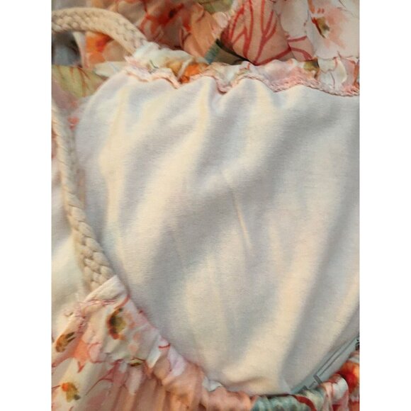 Elena Baldi Maxi Dress Blush Silk Blend Summer Floral Brunch Braided Straps XL - Picture 10 of 13